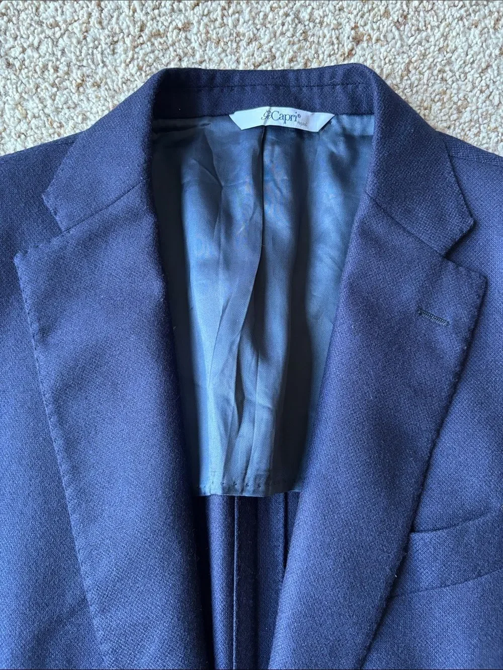 Gi Capri Napoli Navy Wool Hand Tailored Patch Pocket Blazer Eu 52 US 40 Slim
